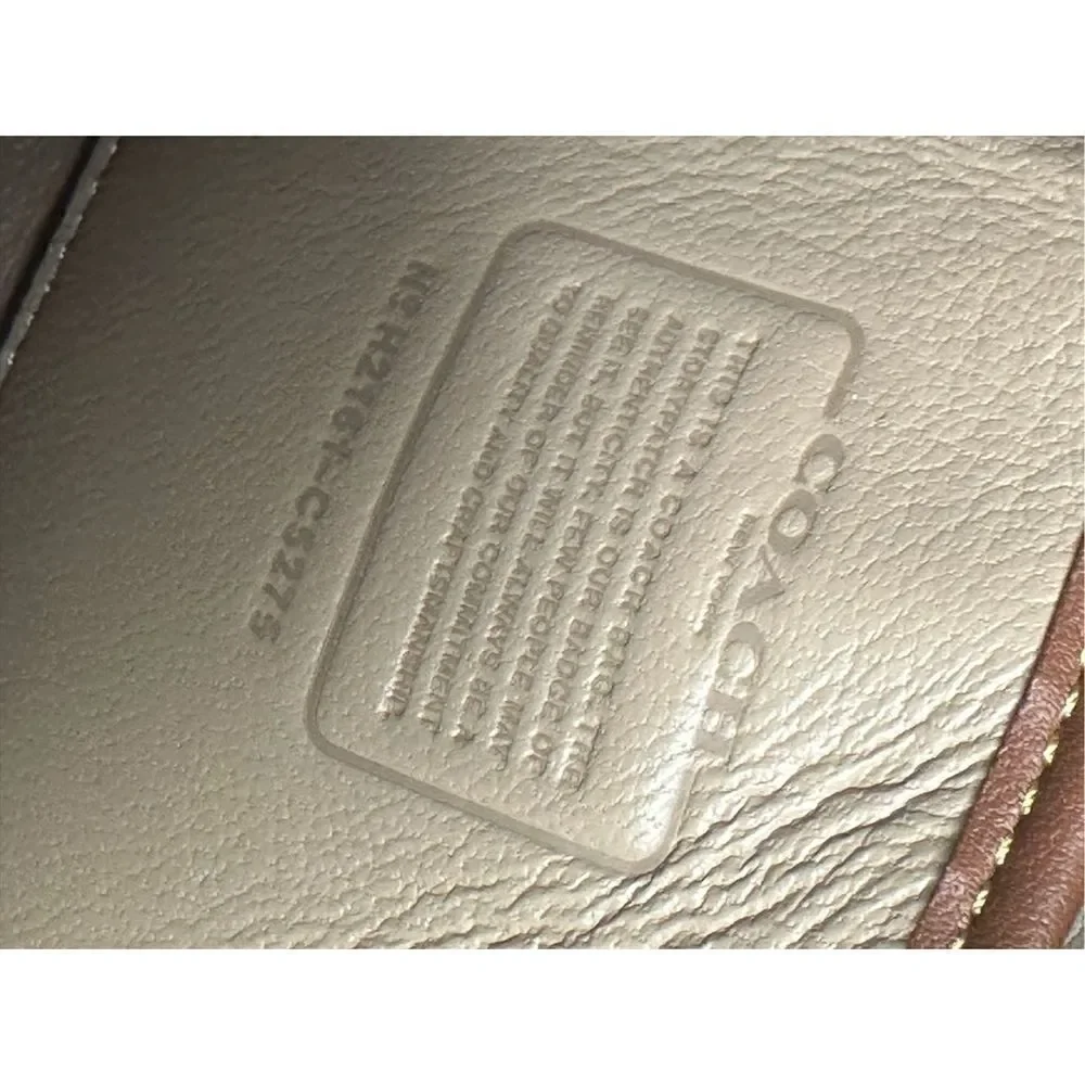 Coach Signature Chain Leather Jacquard Quilt Print Crossbody Bag Stone Ivory